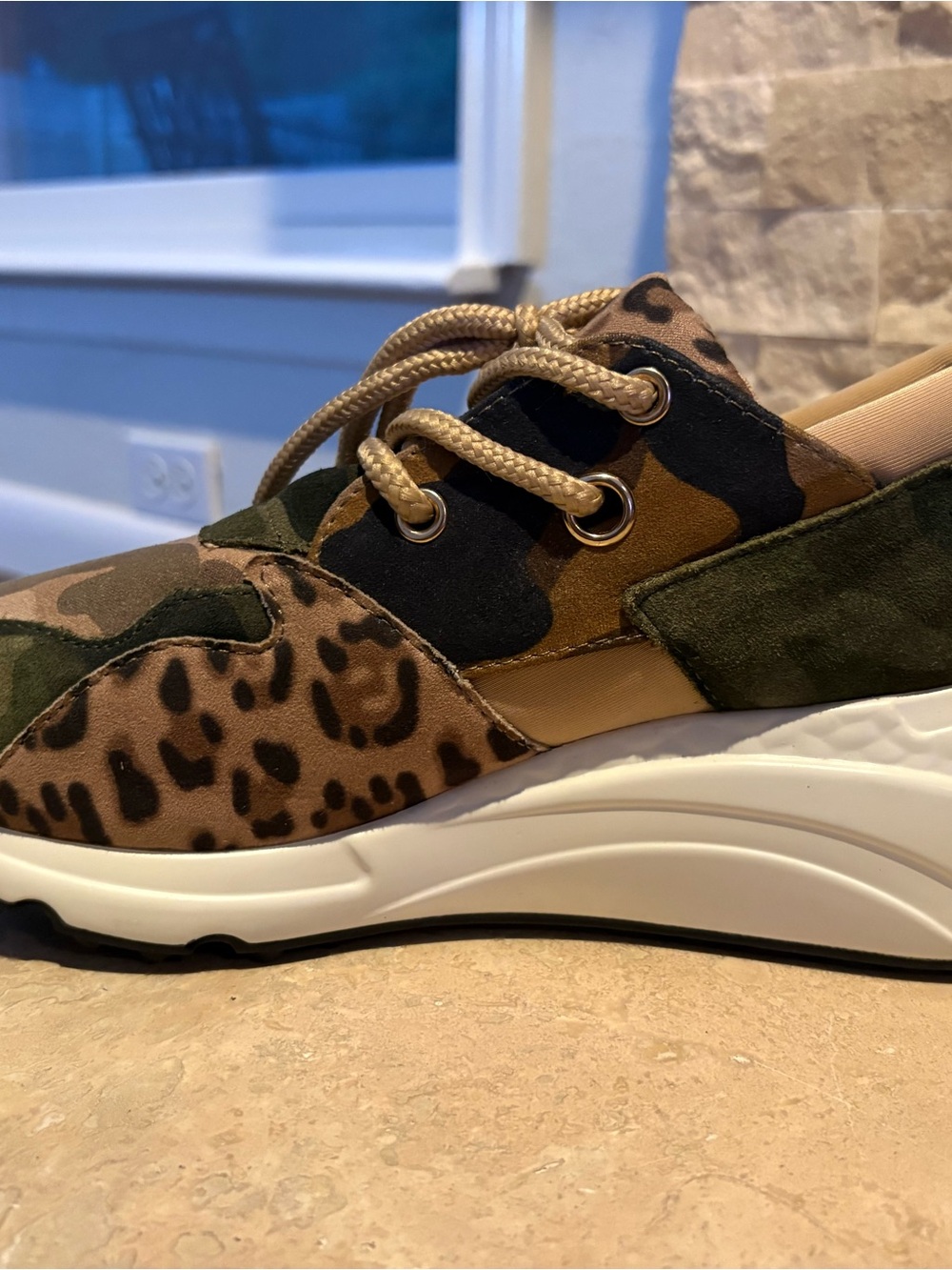 Steve Madden Camo & Leopard Print Sneakers in Brown and Green - Picture 9 of 10